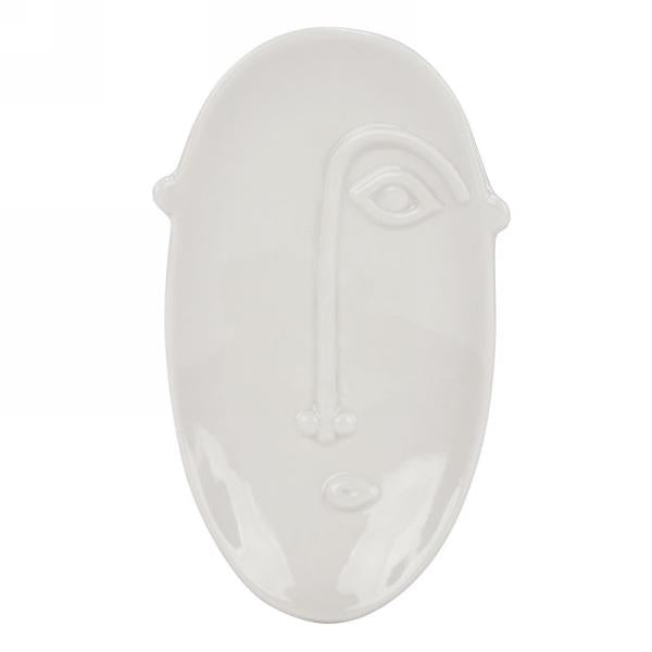 White abstract face dish