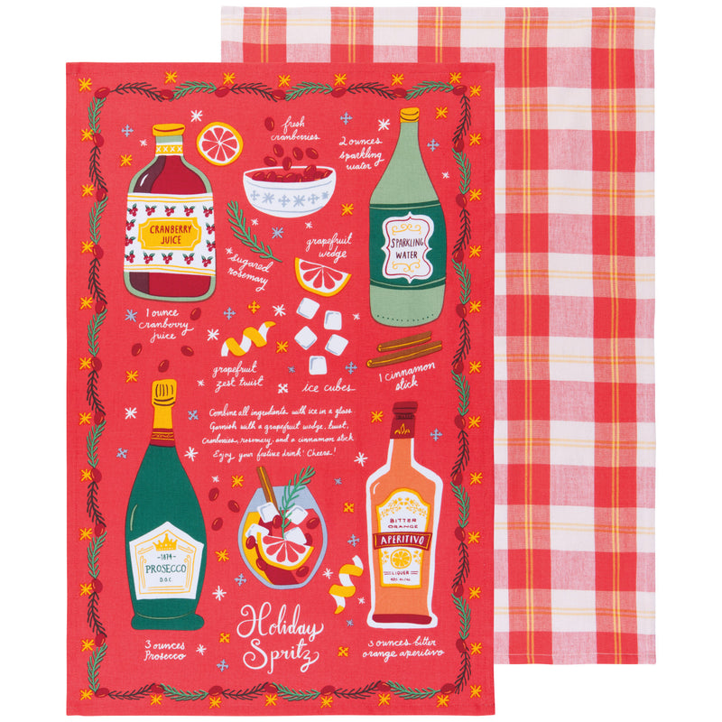 Holiday Spirits Christmas Dishtowels Set of 2