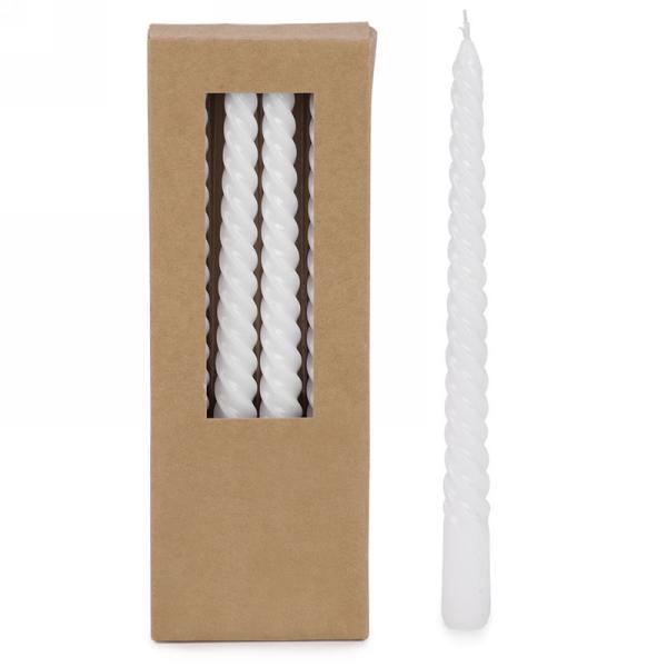 Twisted dinner candle - white (set of 4)