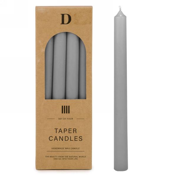 Grey 10" taper candle (set of 4)