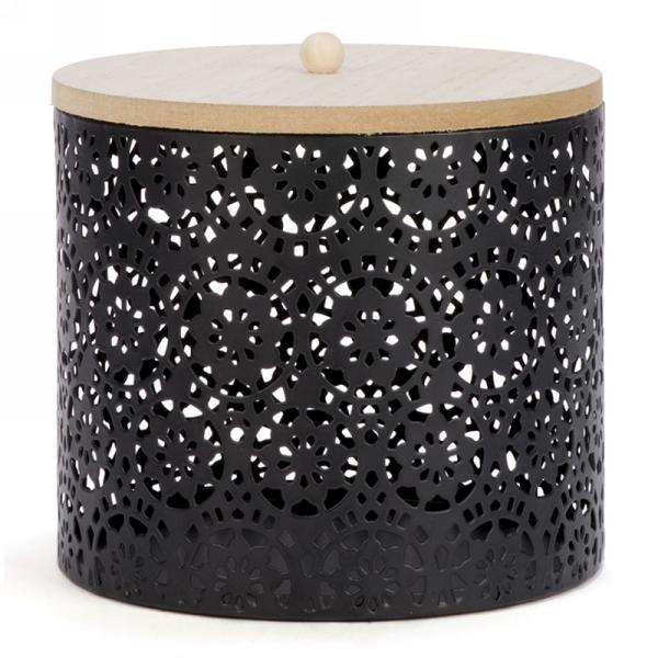 Metal storage jar in black