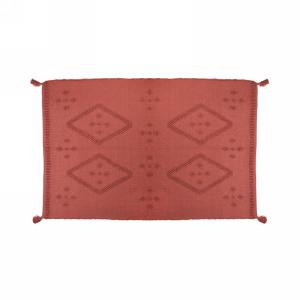 Orange Bouclé Rug with Fringe