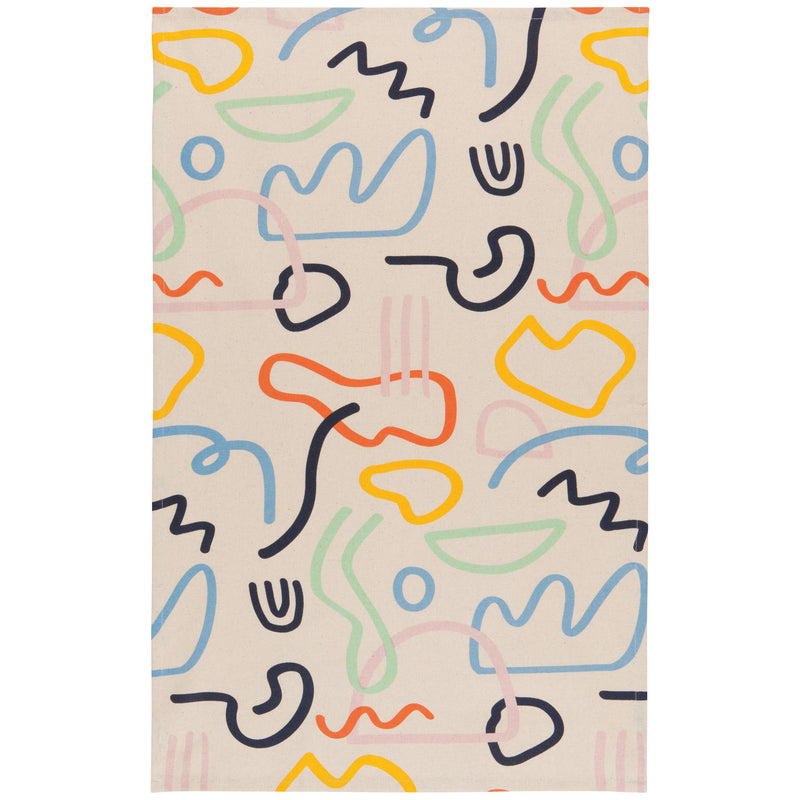 Doodle Printed Cotton Dishtowel