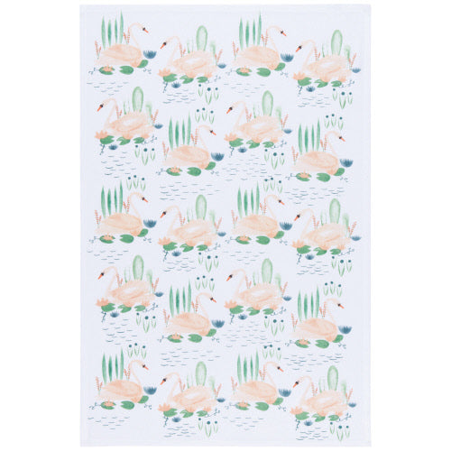 Swan Lake Printed Cotton Dishtowel
