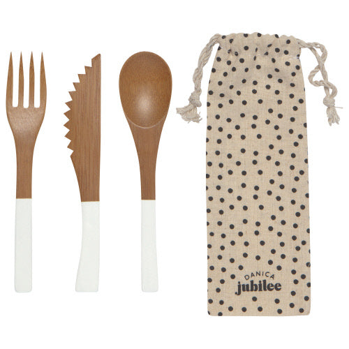 Chalk White Bamboo Cutlery (Set of 3)