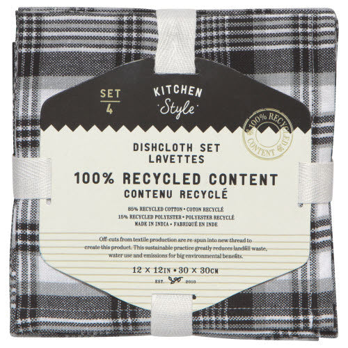 Black Waffle Dishcloth Set of 4