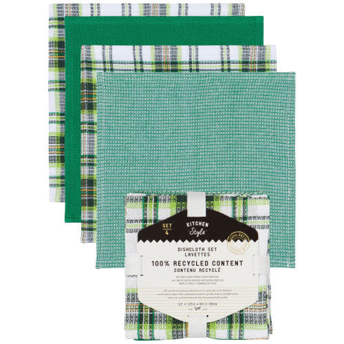 Green Waffle Dishcloth Set of 4